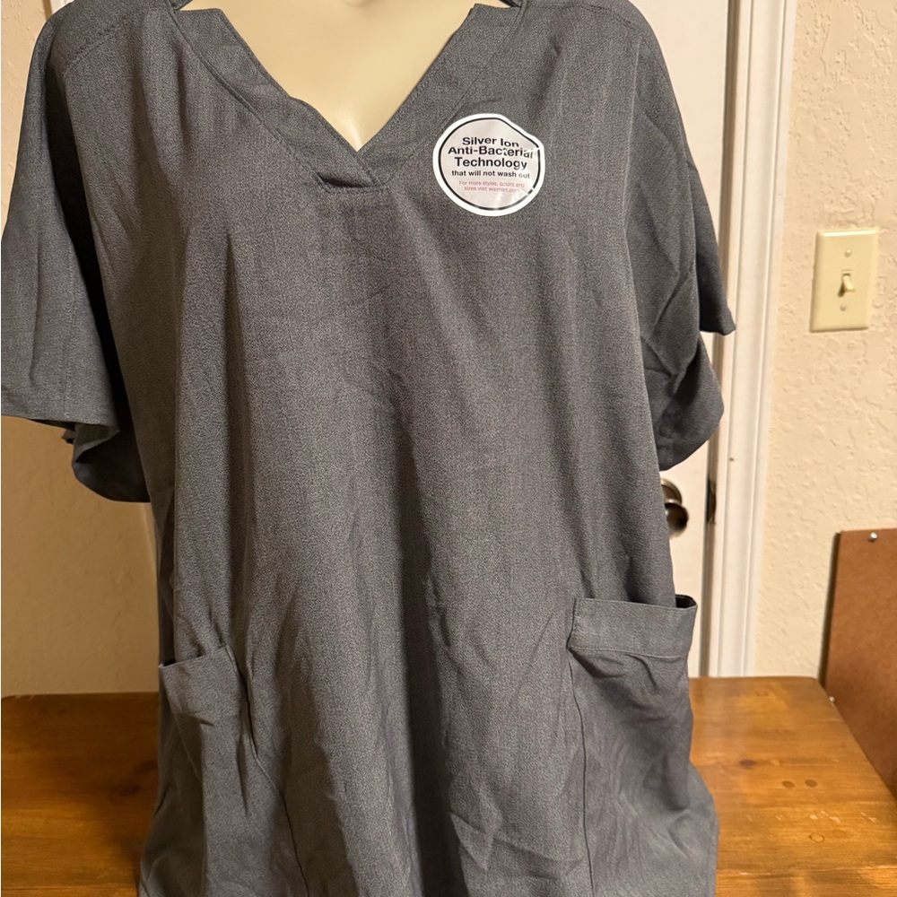Charcoal V-Neck Women's Scrubs Top and Bottom